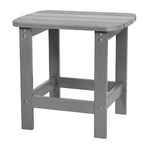 Gray Faux Wood Resin Rectangle Outdoor Side Table