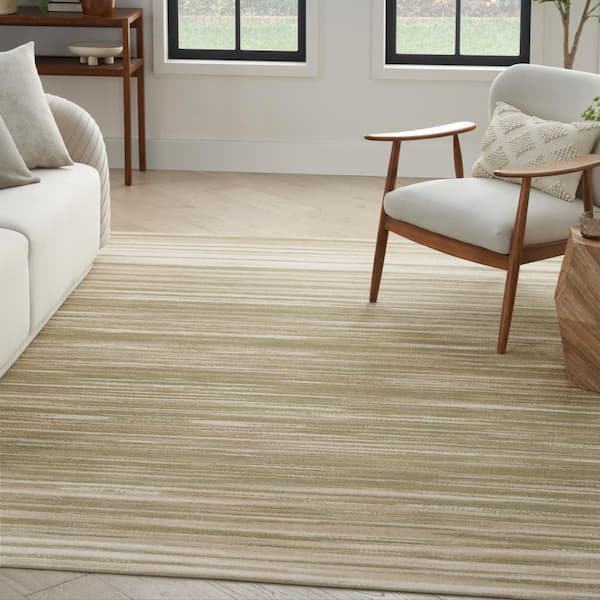 Jubilant Green Ivory 5 ft. x 7 ft. Stripes Contemporary Area Rug