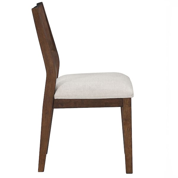 Canton Oatmeal Fabric Mocha Dining Side Chair (Set-2)