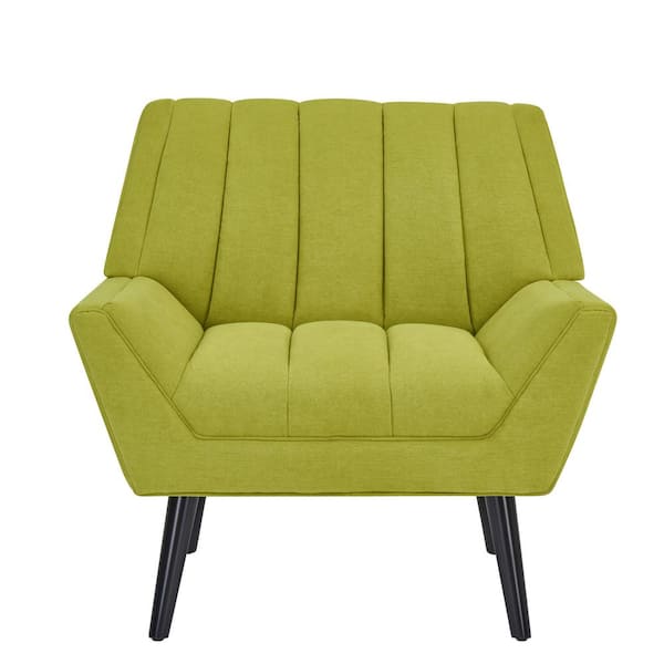 Handy Living Houston Apple Green Plush Low-Pile Velour Mid Century Modern Arm Chair