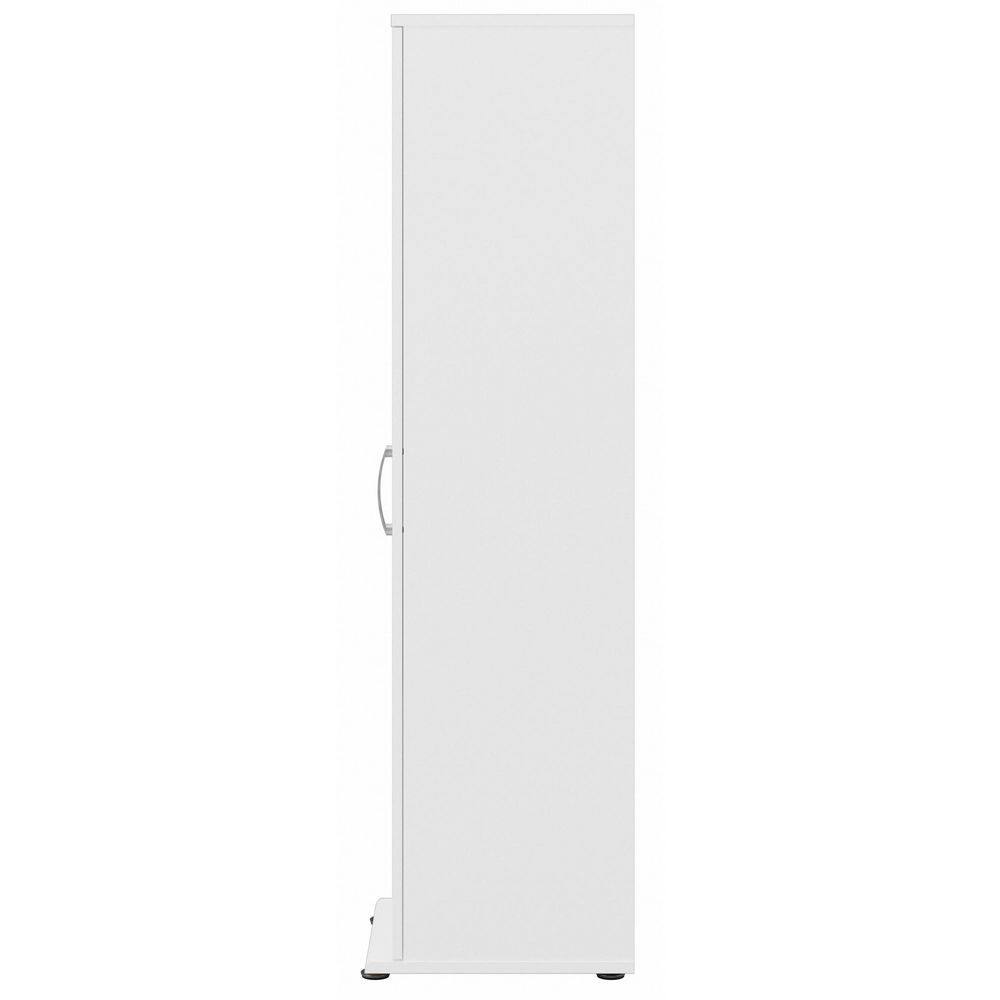 White Engineered Wood Tall Narrow Storage Cabinet with Adjustable Shelves