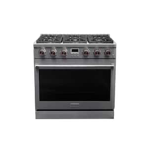 36 in. 6-Burner Slide-in Gas Range in Stainless, with Convection