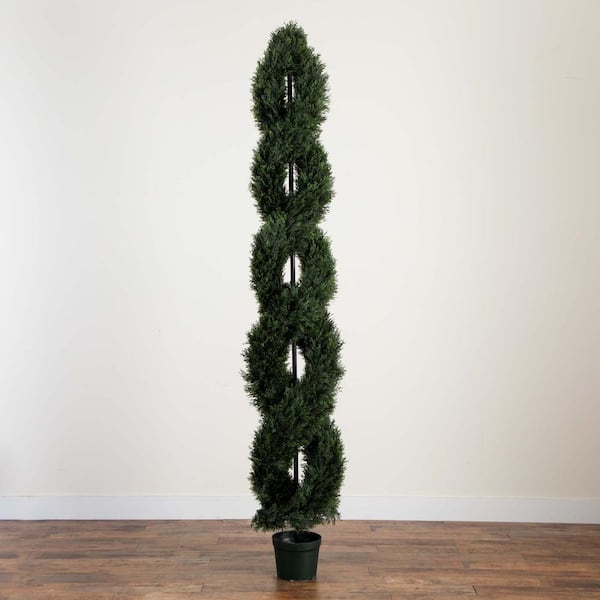 Nearly Natural 8 ft. Double Pond Cypress Spiral Topiary UV