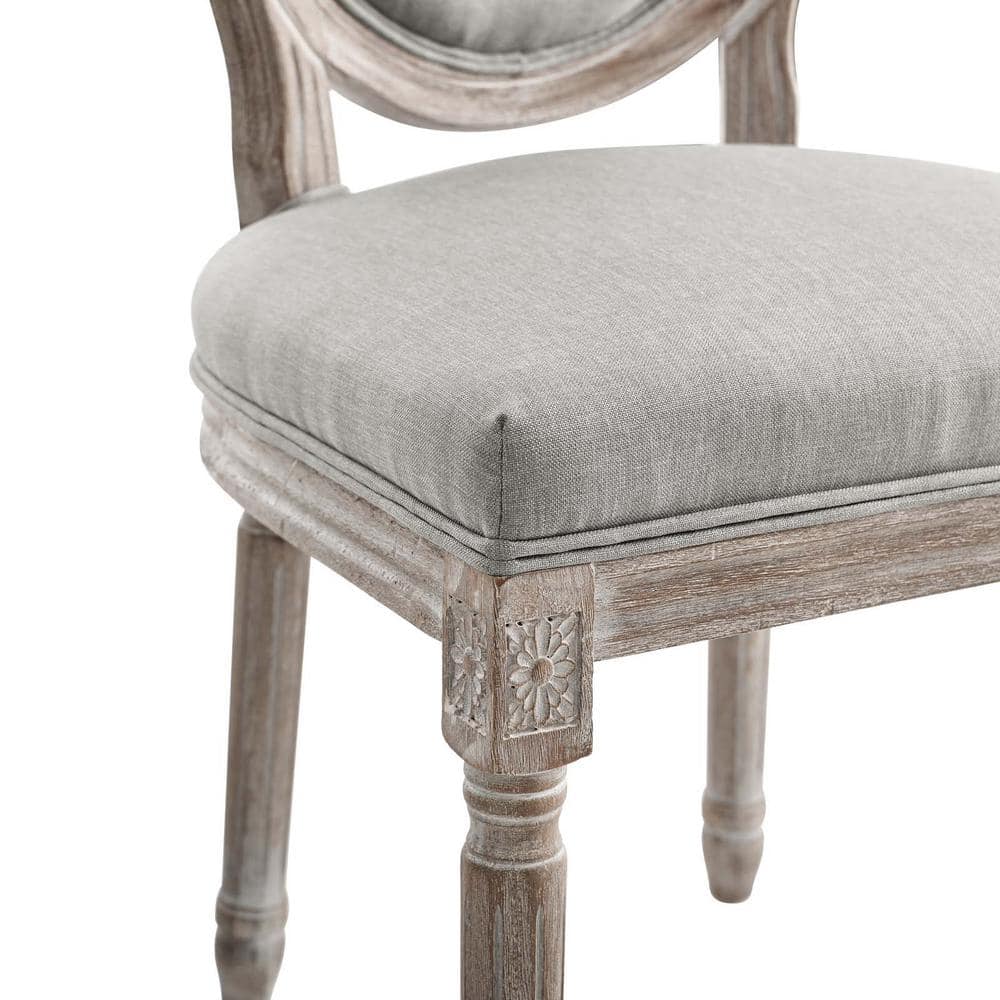 Emanate Fluted Wood Frame Light Gray Upholstered Side Chair