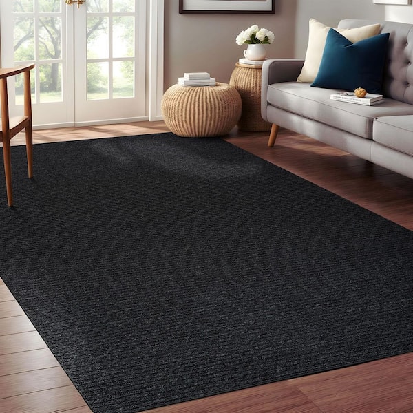 Oasis Non-Slip Dark Grey 3 ft. x 5 ft. Solid Indoor Area Rug