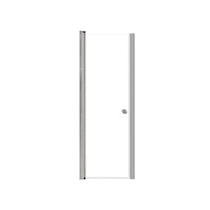 Lyna 24 in. W x 70 in. H Pivot Frameless Shower Door in Brushed Stainless with Clear Glass