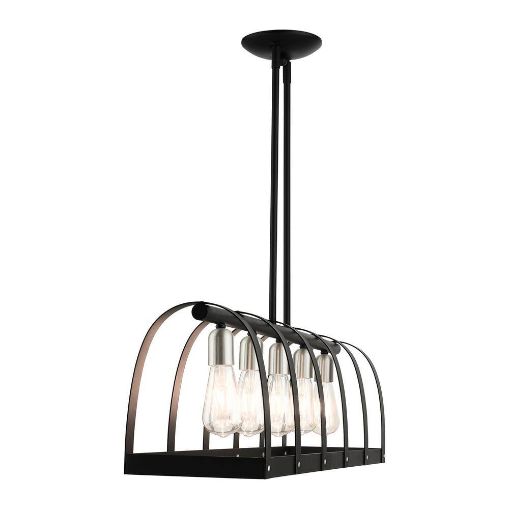 Black Linear Steel 5-Light Sputnik Chandelier