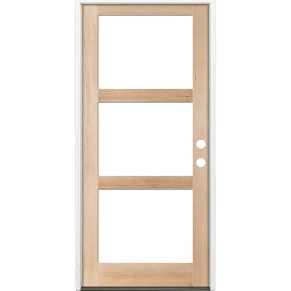 Krosswood Doors 36 in. x 96 in. Contemporary Hemlock 3-Lite
