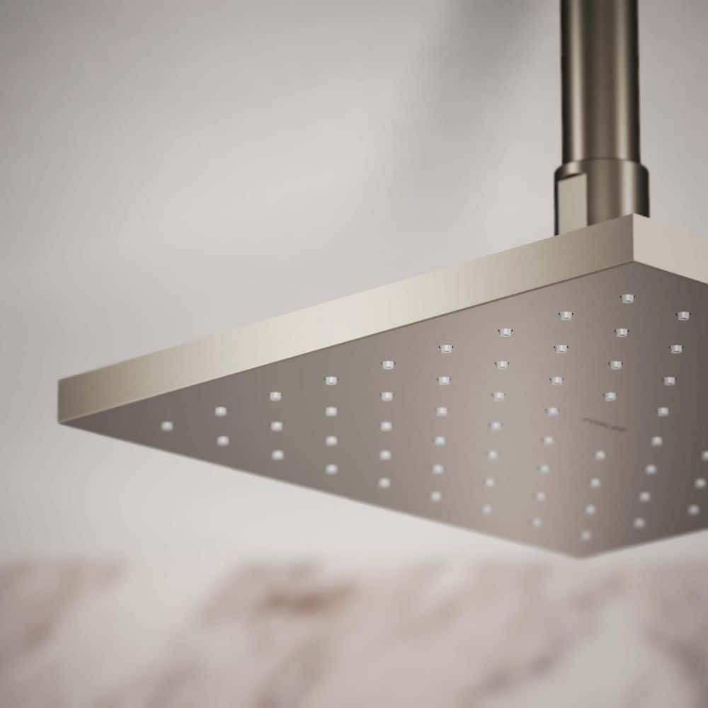 Vibrant Brushed Nickel Square Ceiling Mounted Rain Showerhead