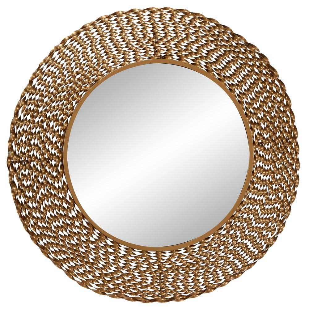 Litton Lane Medium Round Gold Contemporary Mirror (35.0 in. H x 1.0 in ...