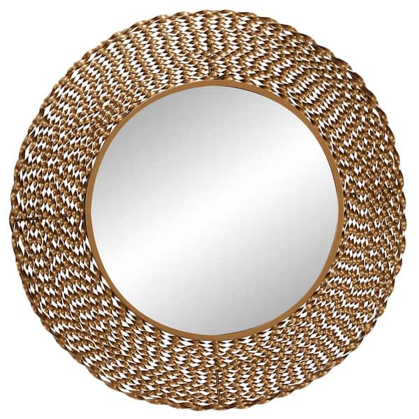 Litton Lane Medium Round Gold Contemporary Mirror (35.0 in. H x 1.0 in. W)