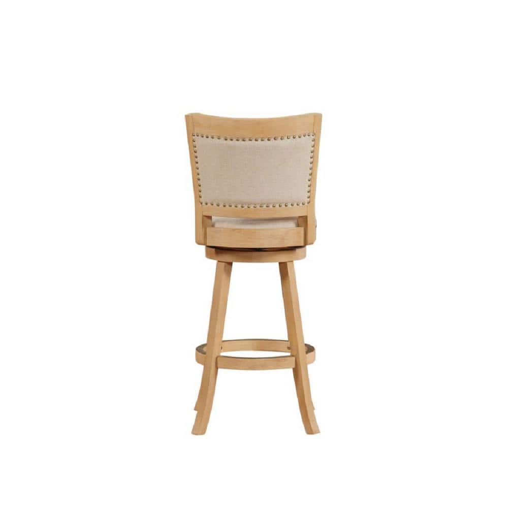 Melrose Cream Wire-Brush Swivel Barstool with Linen Upholstery