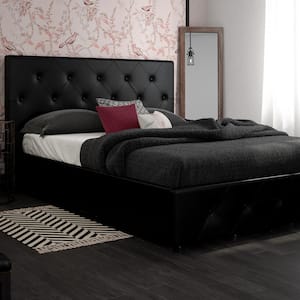 Dean Black Faux Leather Upholstered Queen Bed with Storage