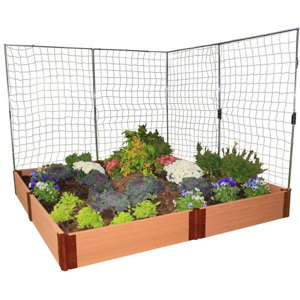 Frame It All One Inch Series 8 ft. x 8 ft. x 11 in. Composite Raised Garden Bed Kit with 2 Veggie Walls