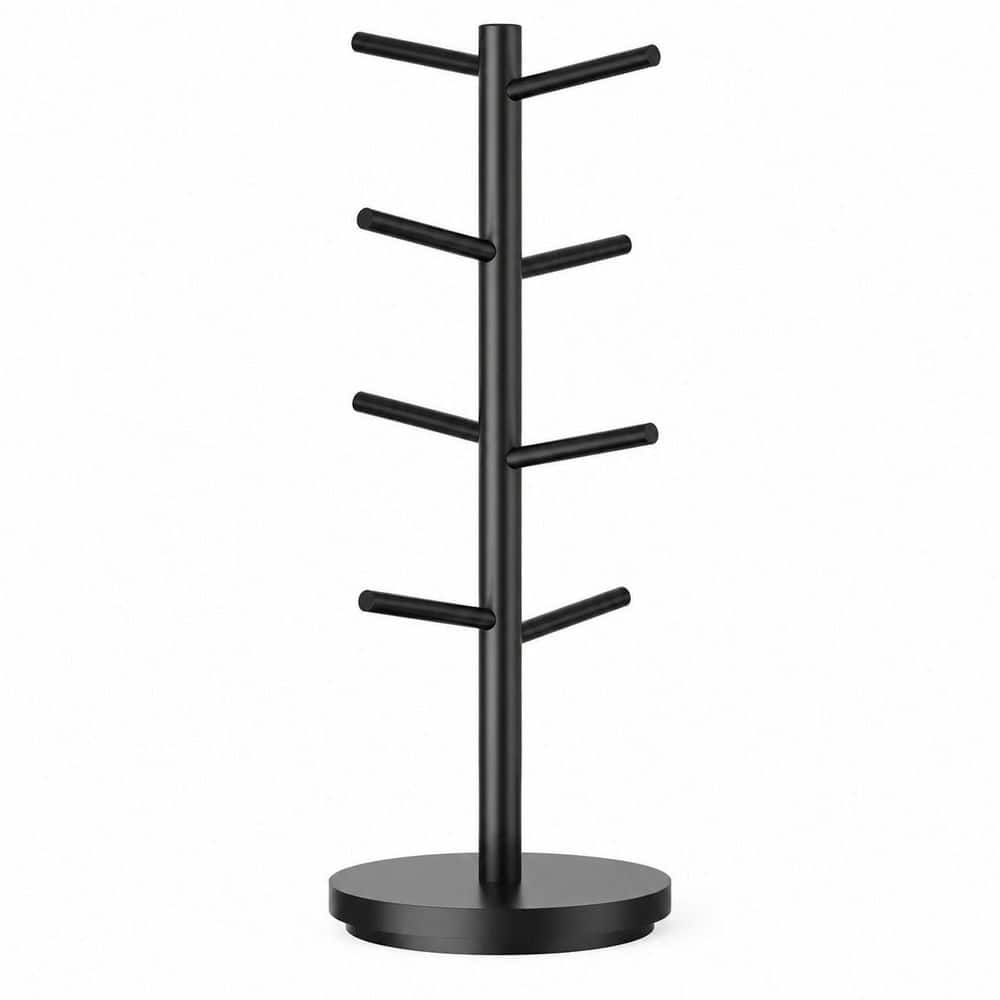 Black Wood 360 Degree Rotating Coffee Mug Holder Tree with 8 Hooks for Kitchen Counter, Cup Rack Organizer Stand price history on PriceWatchPro