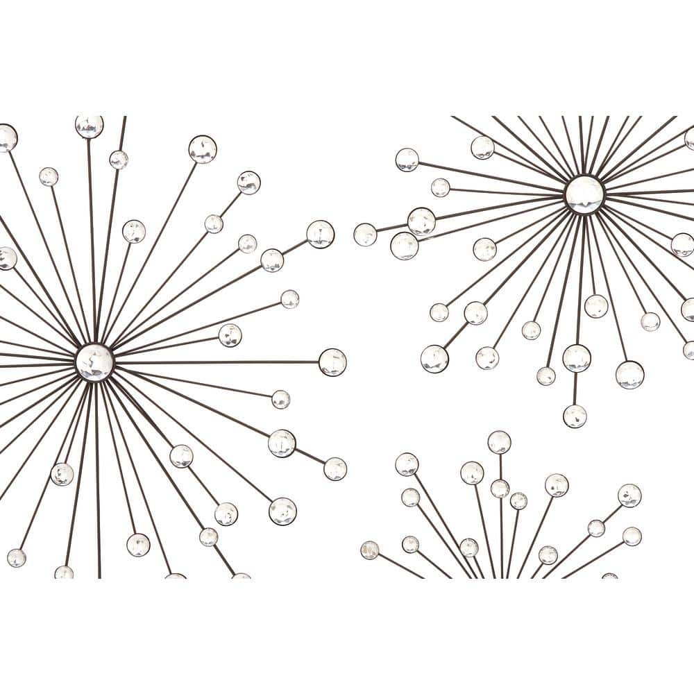 Black Metal and Acrylic Starburst Wall Sculpture Set of 3