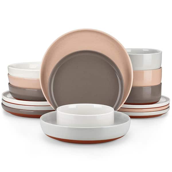 vancasso 16-Piece Multicolored Stoneware Dinnerware Set Service for 4 Bowls and Plates Dining Set Tableware