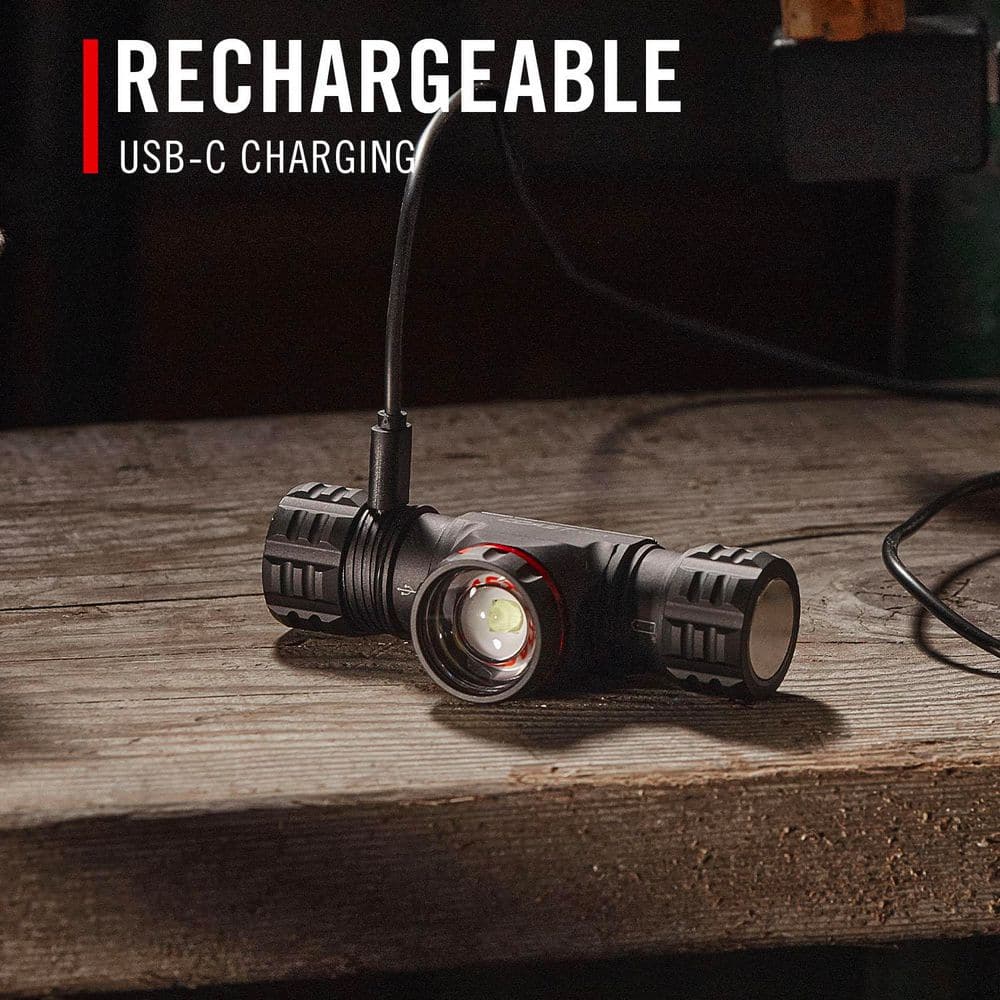 Black Adjustable Rechargeable LED Headlamp with Magnetic Base