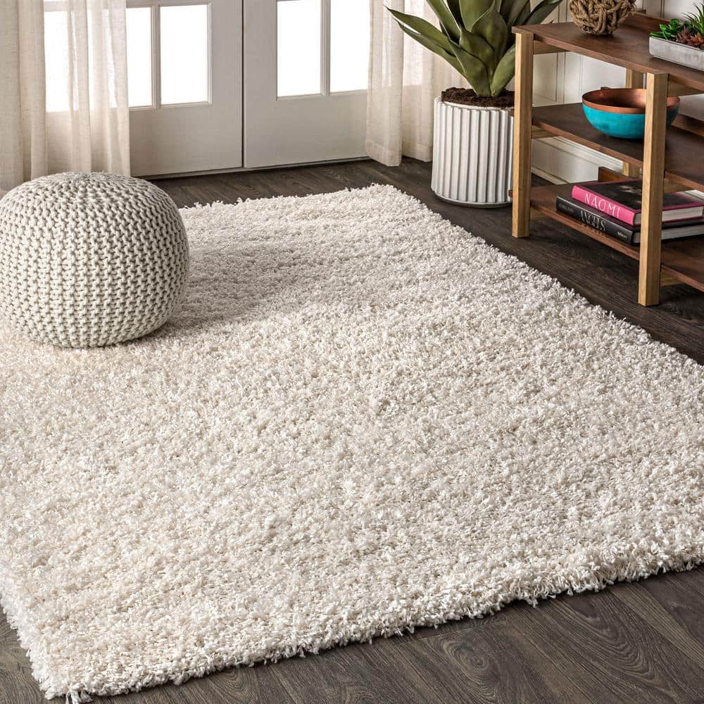 Mercer Cream Shag Plush Rectangular Area Rug 3' x 5'
