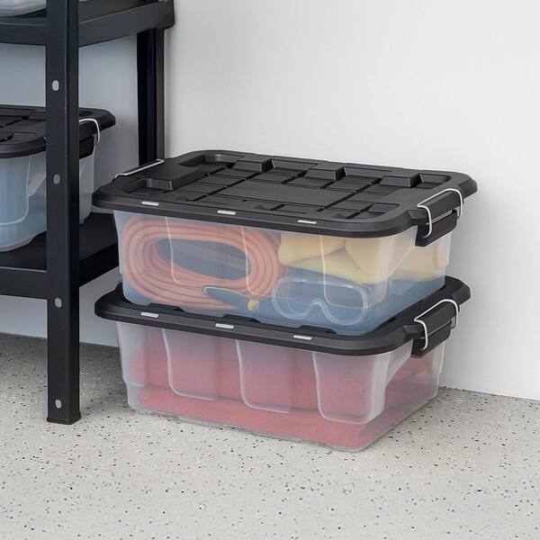 HOMZ 2 Pack 10 Gal. Clear Plastic Stackable Home Storage Bin with
