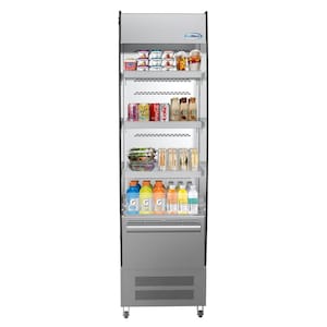 7.7 cu. ft. Commercial Refrigerator Open Air Display Merchandiser with Night Curtain in Stainless Steel