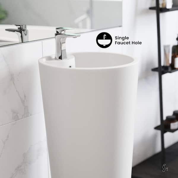 Swiss Madison Monaco Circular Basin Pedestal Sink in Glossy White Swiss Madison Monaco Circular Basin Pedestal Sink in Glossy White