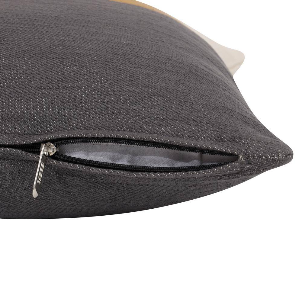Wilmington Gray and Beige Striped Cotton 24" Square Throw Pillow