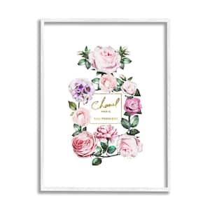 "Spring Garden Rose Floral Glam Perfume Bottle" by Amanda Greenwood Framed Print Nature Texturized Art 11 in. x 14 in.