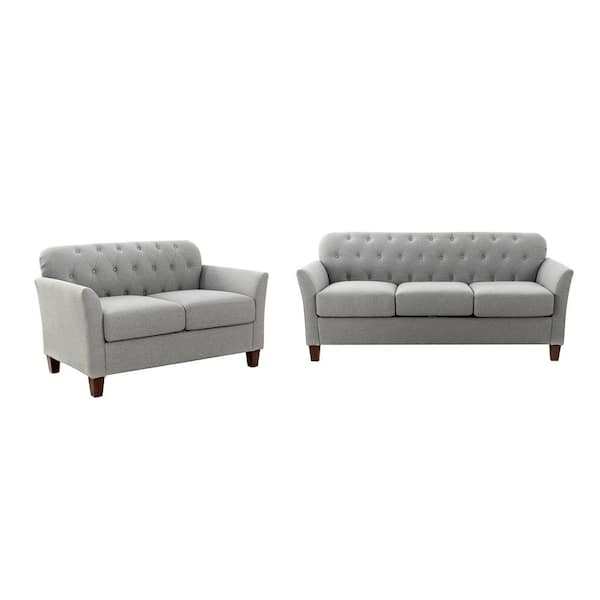 JAYDEN CREATION Itziar 2-Piece Dove Polyester Living Room Set with Removable Cushions