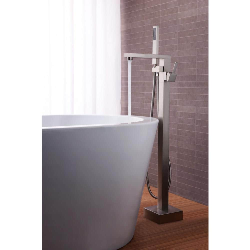 Brushed Nickel Freestanding Tub Faucet with Hand Shower
