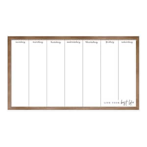 Magnetic Dry Erase Weekly Whiteboard Calendar with Espresso Wood Frame, 12 in. x 22 in.