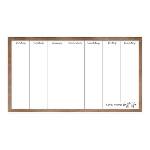 Kiera Grace Magnetic Dry Erase Weekly Whiteboard Calendar with Espresso Wood Frame, 12 in. x 22 in.