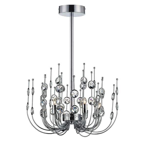 Eurofase Vice 6-Light Chrome and Clear Chandelier