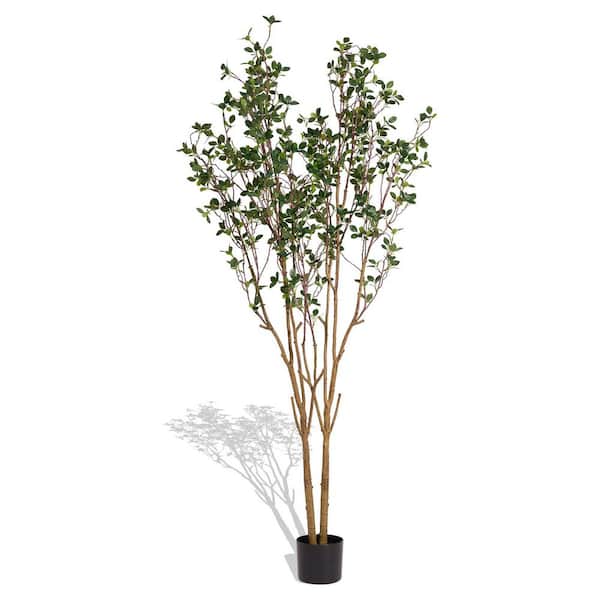 Unbranded Elegant 5.2 ft. UV Resistant Plastic Artificial Tropical Olive Tree in Planter with Detailed Veining, Double Pole