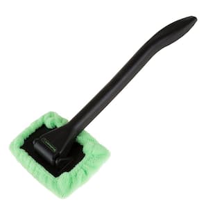 Windshield Cleaner with Microfiber Cloth, Handle and Pivoting Head- Glass Washer Cleaning Tool for Windows by Stalwart Green, Size: 15