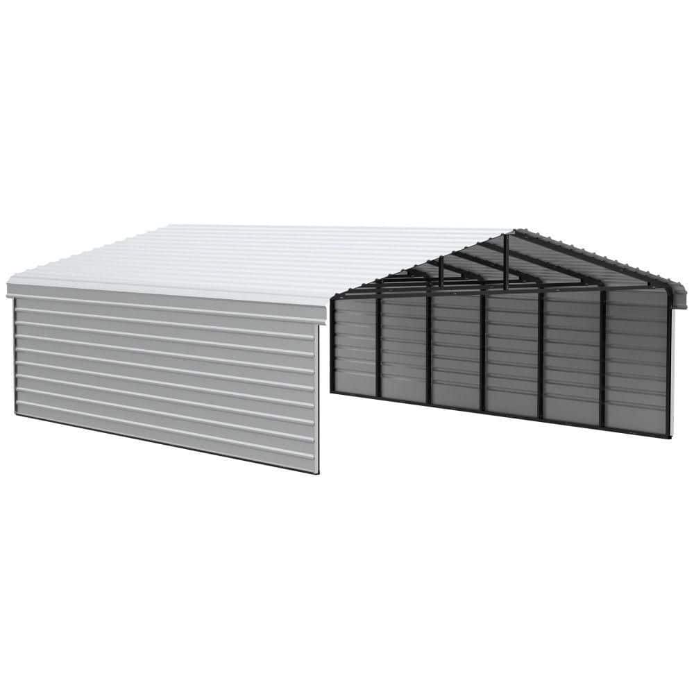 ARROW 20 ft. W x 29 ft. D x 7 ft. H Eggshell Galvanized Steel Carport with 2-Side Wall Kits (CPH202907ECL2)