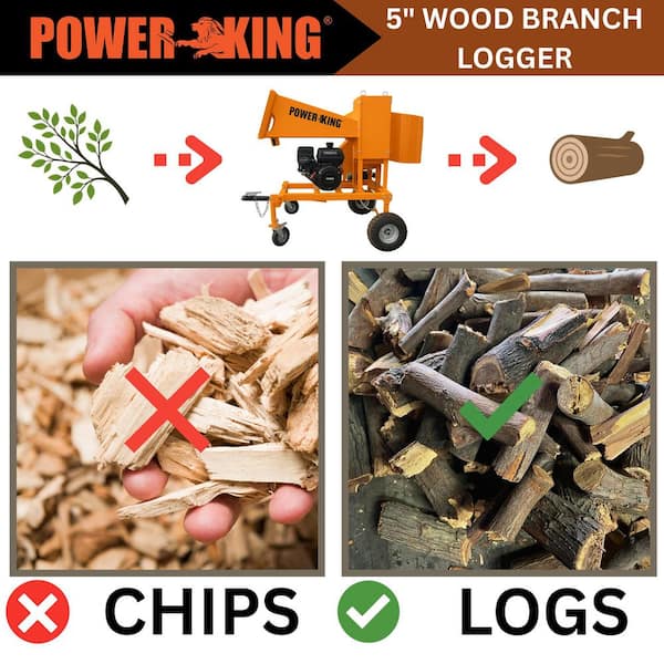 Power King 5 in. 14 HP Gas Powered Self-Feeding Commercial Chipper