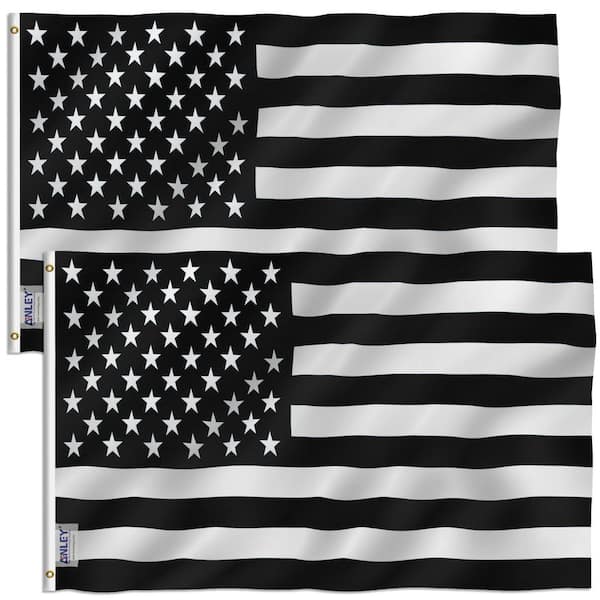 ANLEY Fly Breeze 3 ft. x 5 ft. Polyester Black and White American Flag 2-Sided Flags Banner with Brass Grommets (2-Pack)