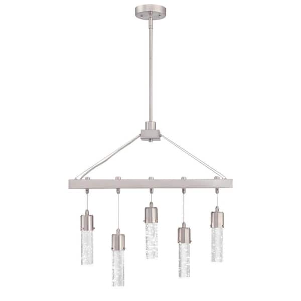 Westinghouse Cava 150-Watt Equivalent Integrated LED Brushed Nickel  Chandelier with Bubble Glass 6371900 The Home Depot