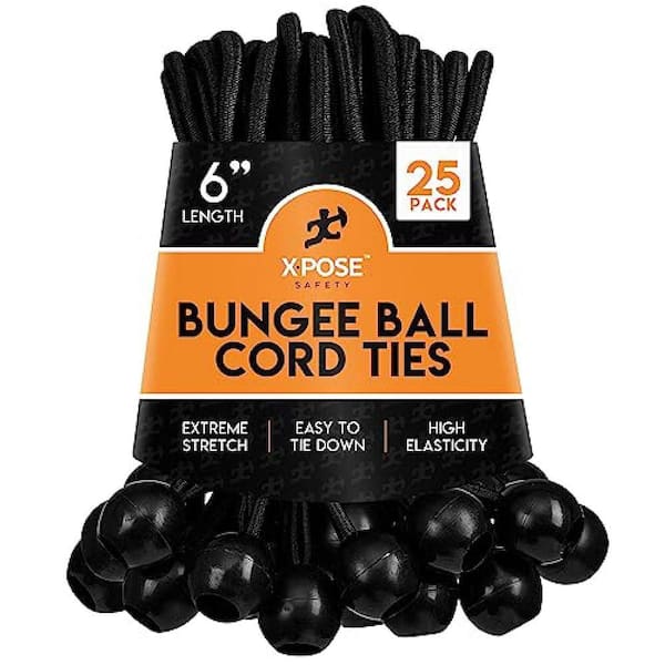 6 in. Ball Bungee - 25 Pack - Black
