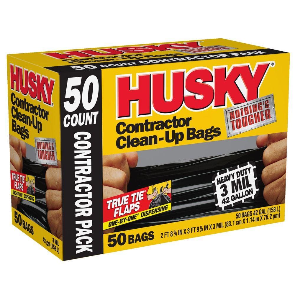 Husky Contractor Clean-Up Bags, 42 Gallon,12 Count