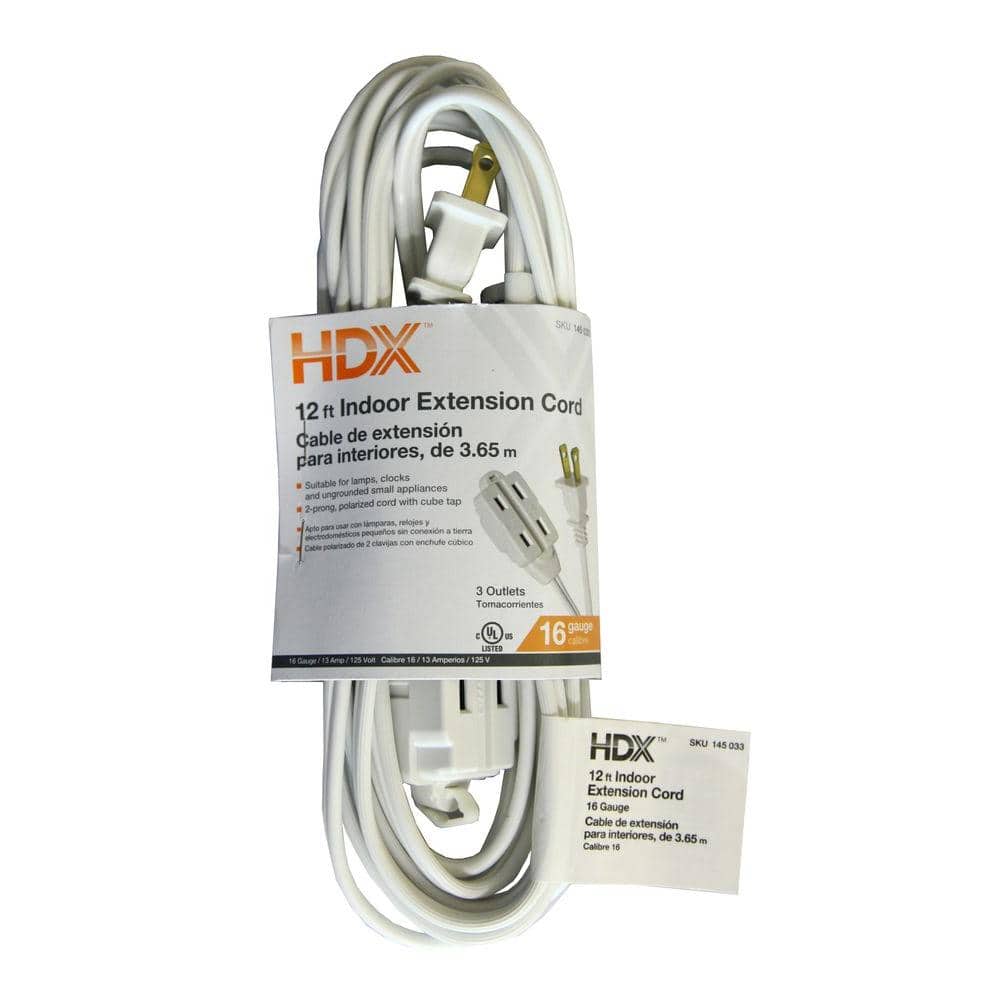L White Projex  Indoor  Extension Cord  16/2 SPT-2  20 ft 