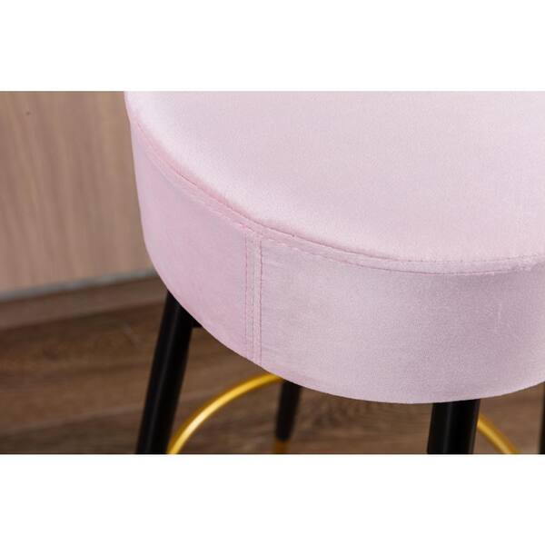 GOJANE 30.31 in. Pink Backless Metal Counter Height Bar Stools