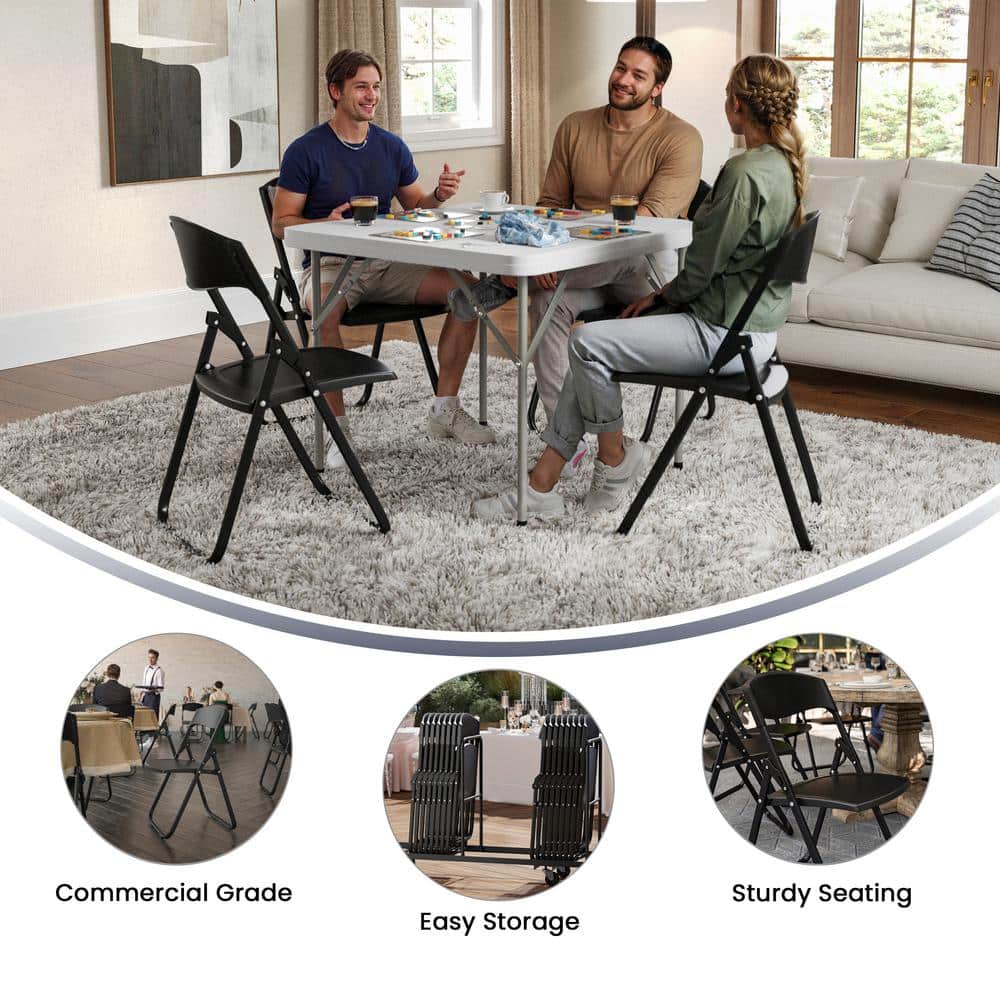 Hercules Series 32.25" Black Metal Armless Reception Chair
