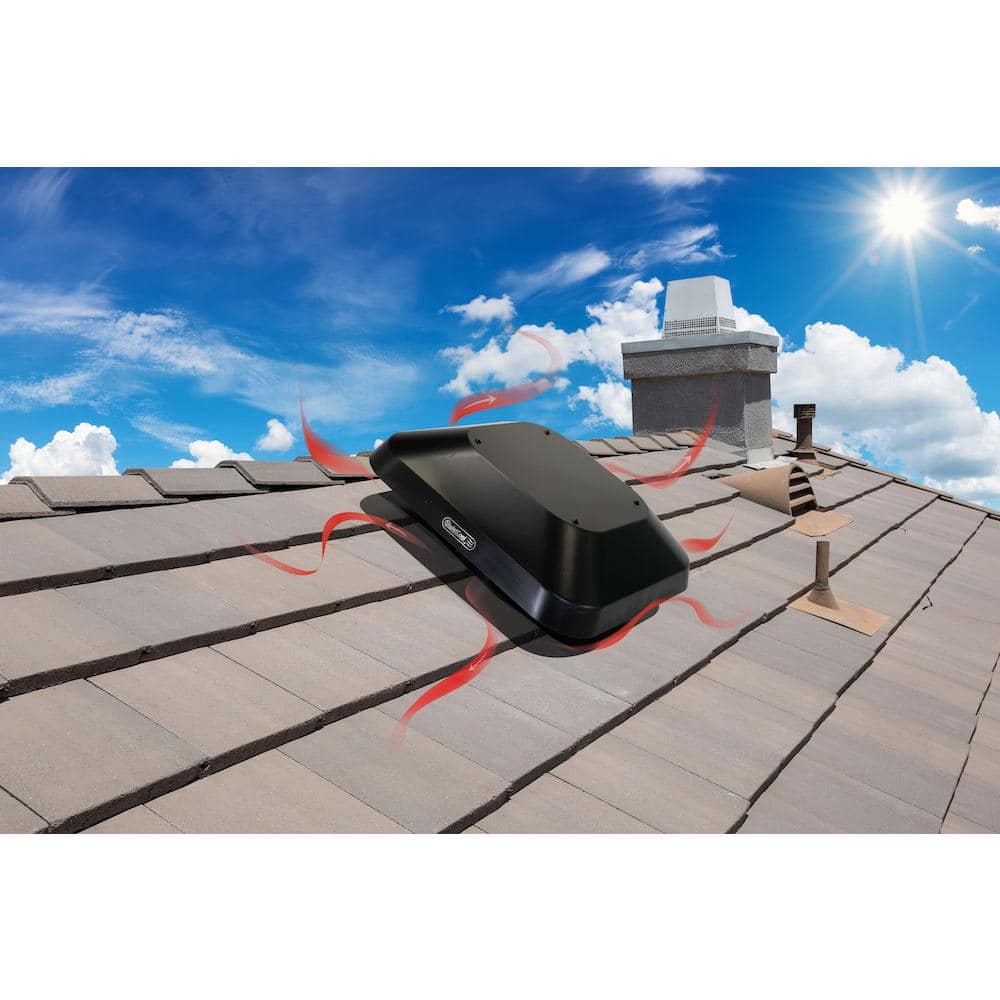 Black Galvanized Steel Smart Roof Mount Attic Fan