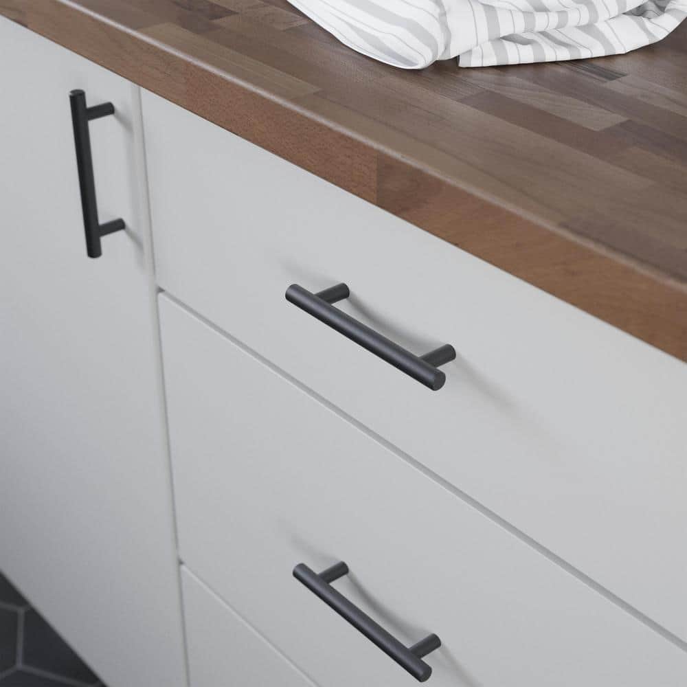 Matte Black Modern Brass Bar Handle Set