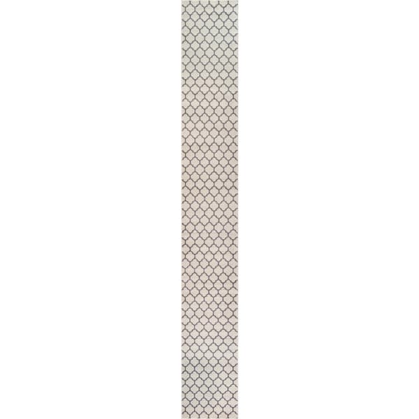 Unique Loom Trellis Philadelphia Beige/Dark Gray 2' 7 x 19' 8 Runner Rug