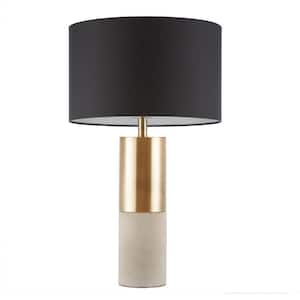 1-Lamp, 16 in. Black Modern A Bulb Type Table Lamp for Living Room with Black polyester Shade