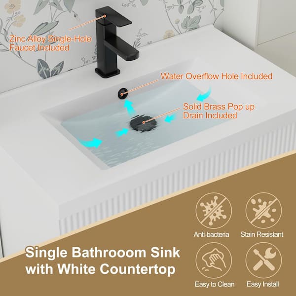 eclife 30 in. W. x 18 in. D x 34 in. H Single Sink Freestanding