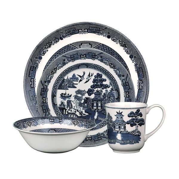 Unbranded 4 Piece Willow Blue Stoneware Place Setting (Service for 1)